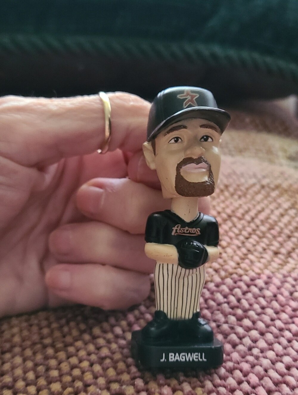 Astros Black and Cream Baseball Bobblehead.  J. Bagwell Child/Adult